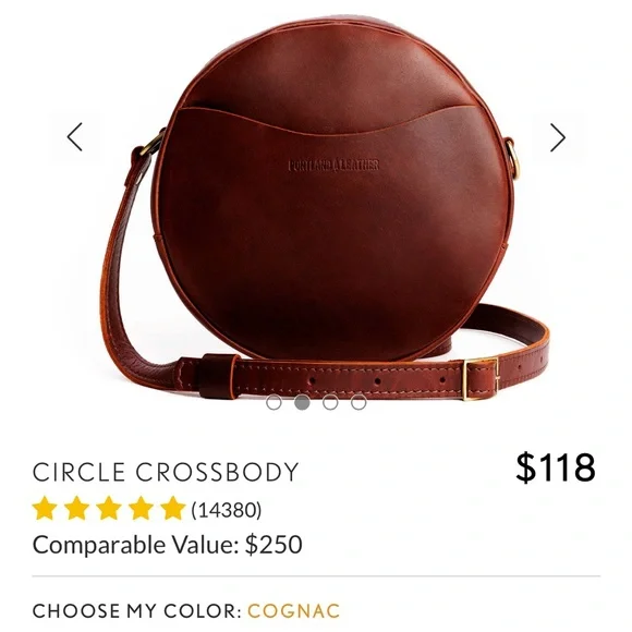 Round Leather Crossbody Bag - Brown - Picture 2 of 8